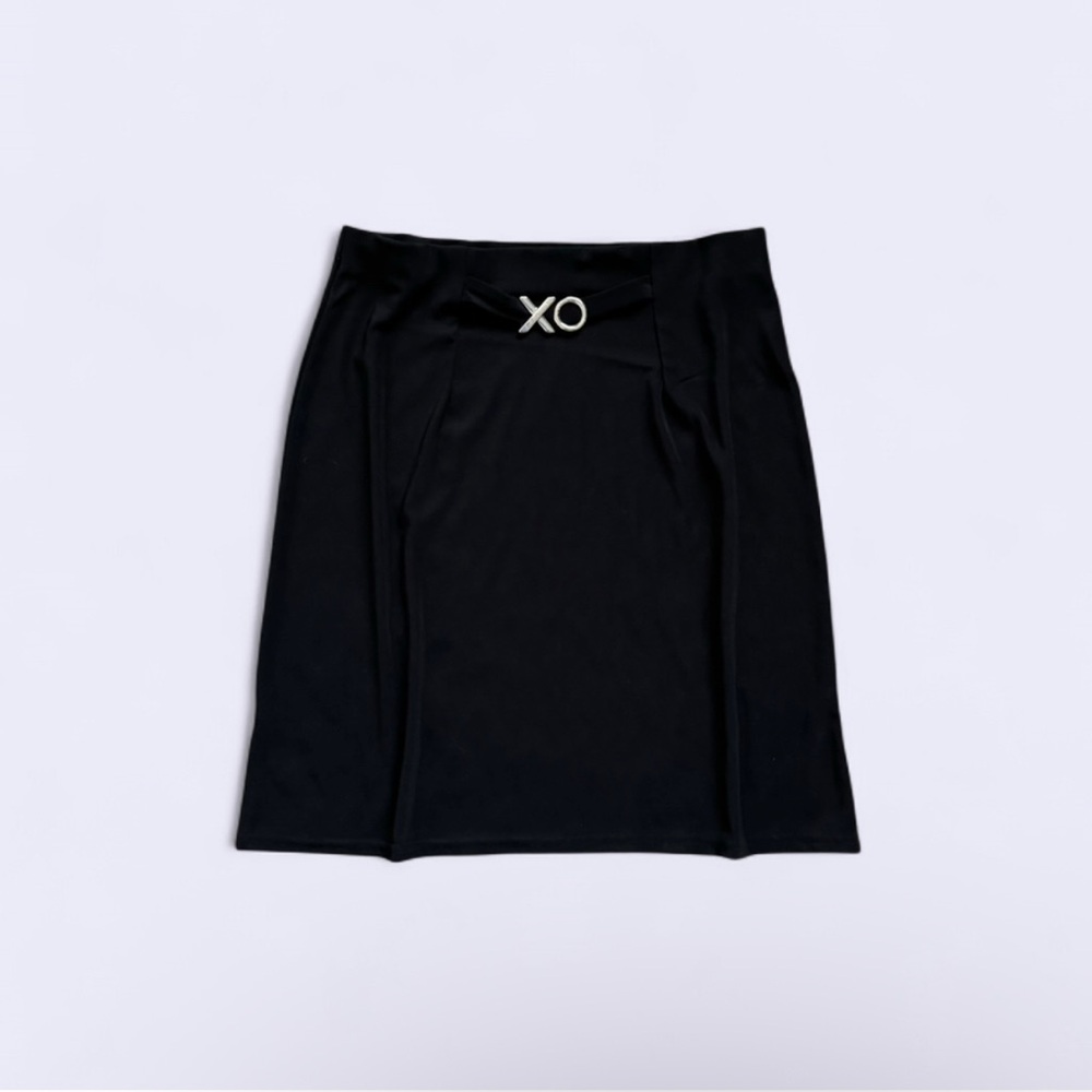 Vintage Wrapper Black Mini Skirt XO Charms Y2K Made USA L